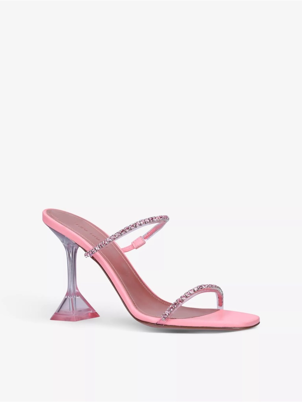 Amina Muaddi Pink Crystal-Embellished Sculpted-Heel Sandal